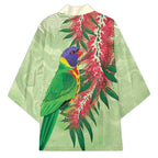 Australia Bottlebrush And Lorikeets Kimono Aboriginal Art - Watercolor Style - Aussie Hoodie