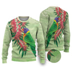 Australia Bottlebrush And Lorikeets Ugly Christmas Sweater Aboriginal Art - Watercolor Style