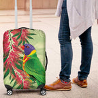 Australia Bottlebrush And Lorikeets Luggage Cover Aboriginal Art - Watercolor Style