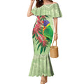 Australia Bottlebrush And Lorikeets Mermaid Dress Aboriginal Art - Watercolor Style