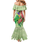 Australia Bottlebrush And Lorikeets Mermaid Dress Aboriginal Art - Watercolor Style
