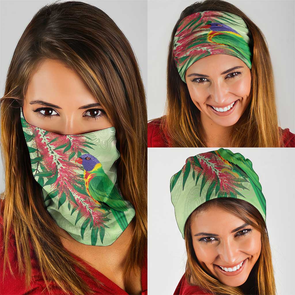 Australia Bottlebrush And Lorikeets Neck Gaiter Aboriginal Art - Watercolor Style - Aussie Hoodie