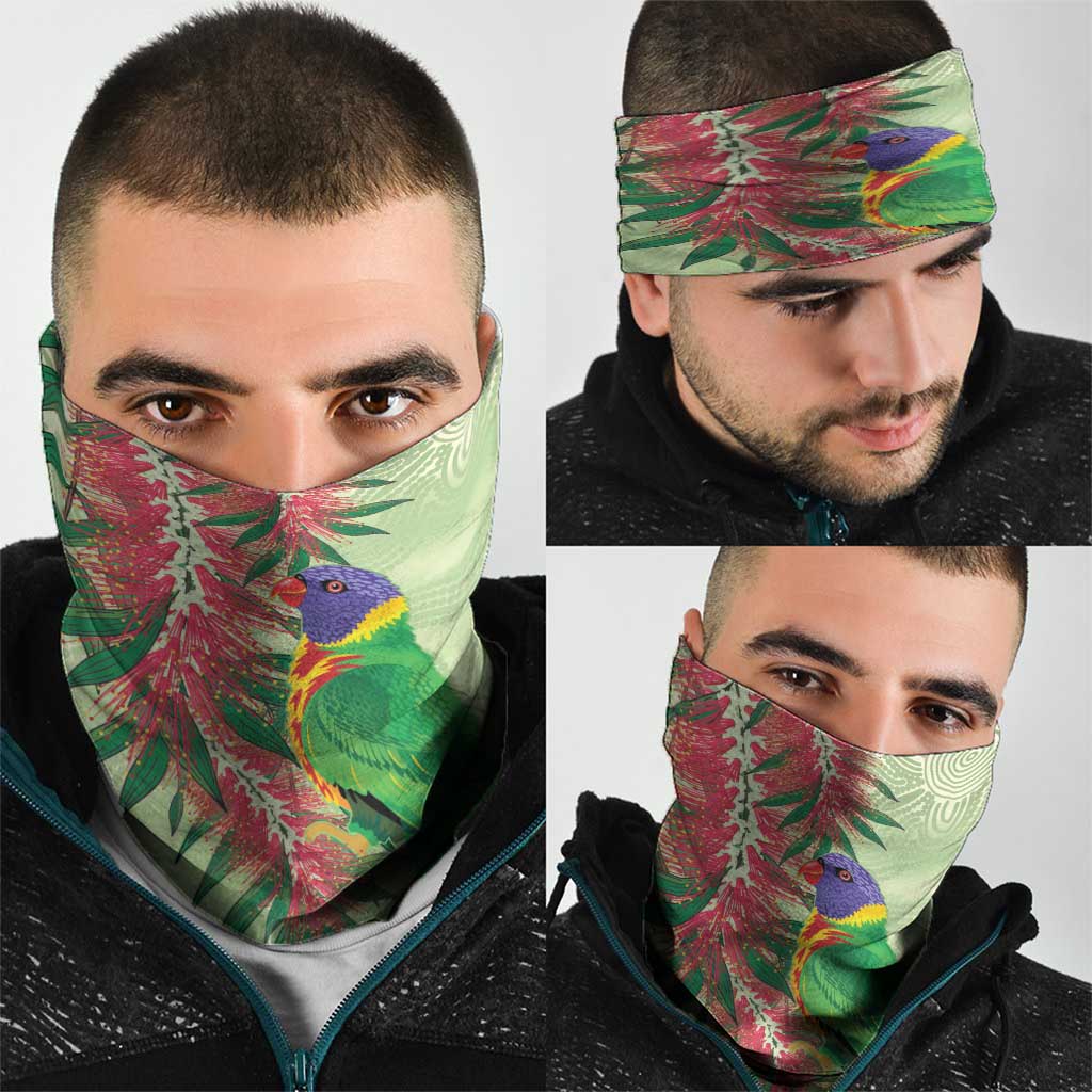 Australia Bottlebrush And Lorikeets Neck Gaiter Aboriginal Art - Watercolor Style - Aussie Hoodie
