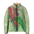Australia Bottlebrush And Lorikeets Padded Jacket Aboriginal Art - Watercolor Style - Aussie Hoodie