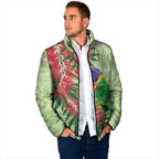 Australia Bottlebrush And Lorikeets Padded Jacket Aboriginal Art - Watercolor Style - Aussie Hoodie