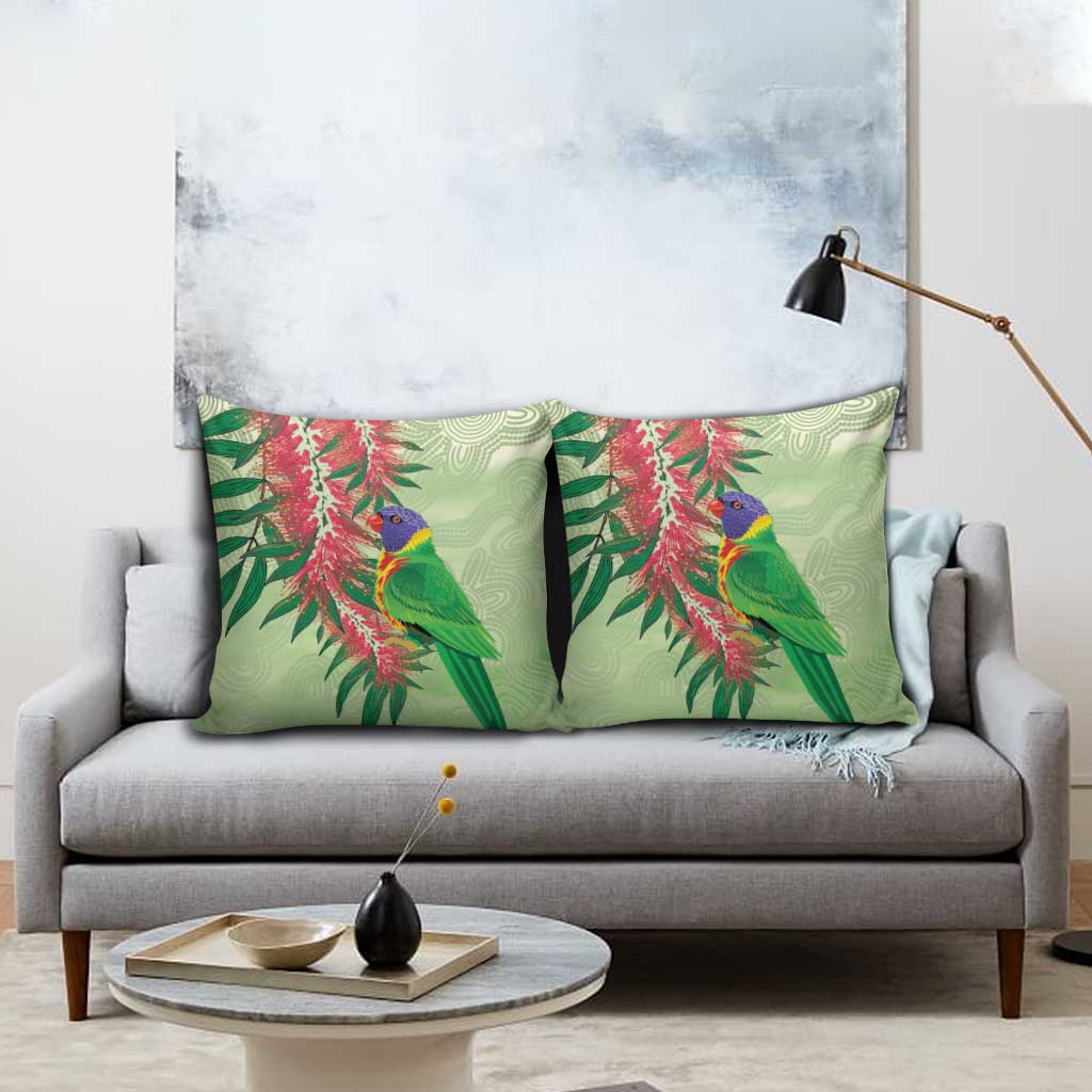 Australia Bottlebrush And Lorikeets Pillow Cover Aboriginal Art - Watercolor Style - Aussie Hoodie