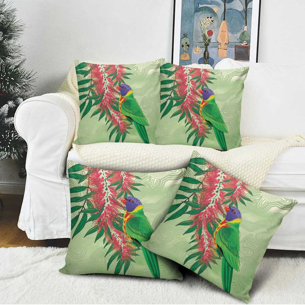 Australia Bottlebrush And Lorikeets Pillow Cover Aboriginal Art - Watercolor Style - Aussie Hoodie
