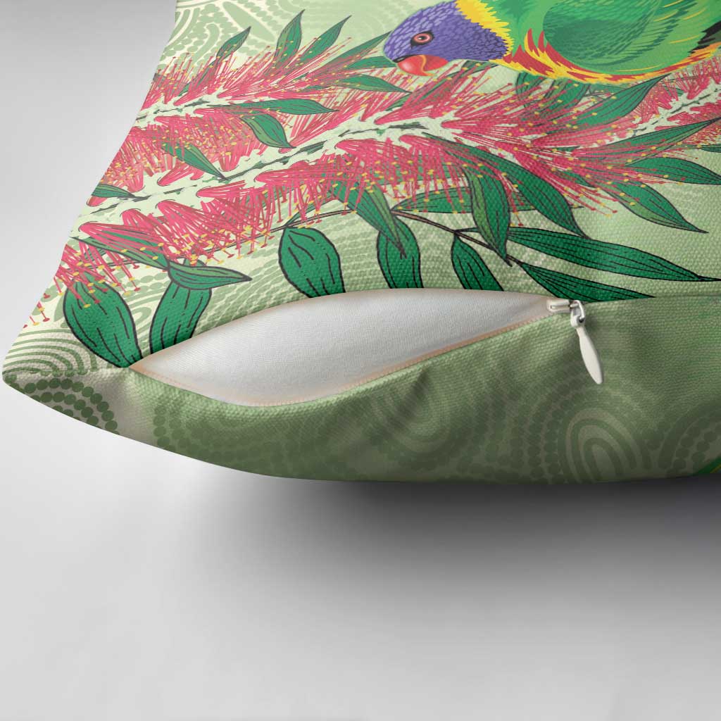 Australia Bottlebrush And Lorikeets Pillow Cover Aboriginal Art - Watercolor Style - Aussie Hoodie