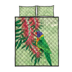Australia Bottlebrush And Lorikeets Quilt Bed Set Aboriginal Art - Watercolor Style