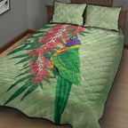 Australia Bottlebrush And Lorikeets Quilt Bed Set Aboriginal Art - Watercolor Style