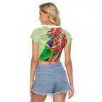 Australia Bottlebrush And Lorikeets Raglan Cropped T Shirt Aboriginal Art - Watercolor Style