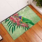 Australia Bottlebrush And Lorikeets Rubber Doormat Aboriginal Art - Watercolor Style