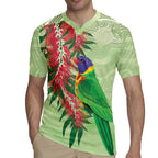 Australia Bottlebrush And Lorikeets Rugby Jersey Aboriginal Art - Watercolor Style