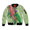 Australia Bottlebrush And Lorikeets Sleeve Zip Bomber Jacket Aboriginal Art - Watercolor Style