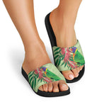 Australia Bottlebrush And Lorikeets Slide Sandals Aboriginal Art - Watercolor Style - Aussie Hoodie
