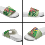 Australia Bottlebrush And Lorikeets Slide Sandals Aboriginal Art - Watercolor Style - Aussie Hoodie