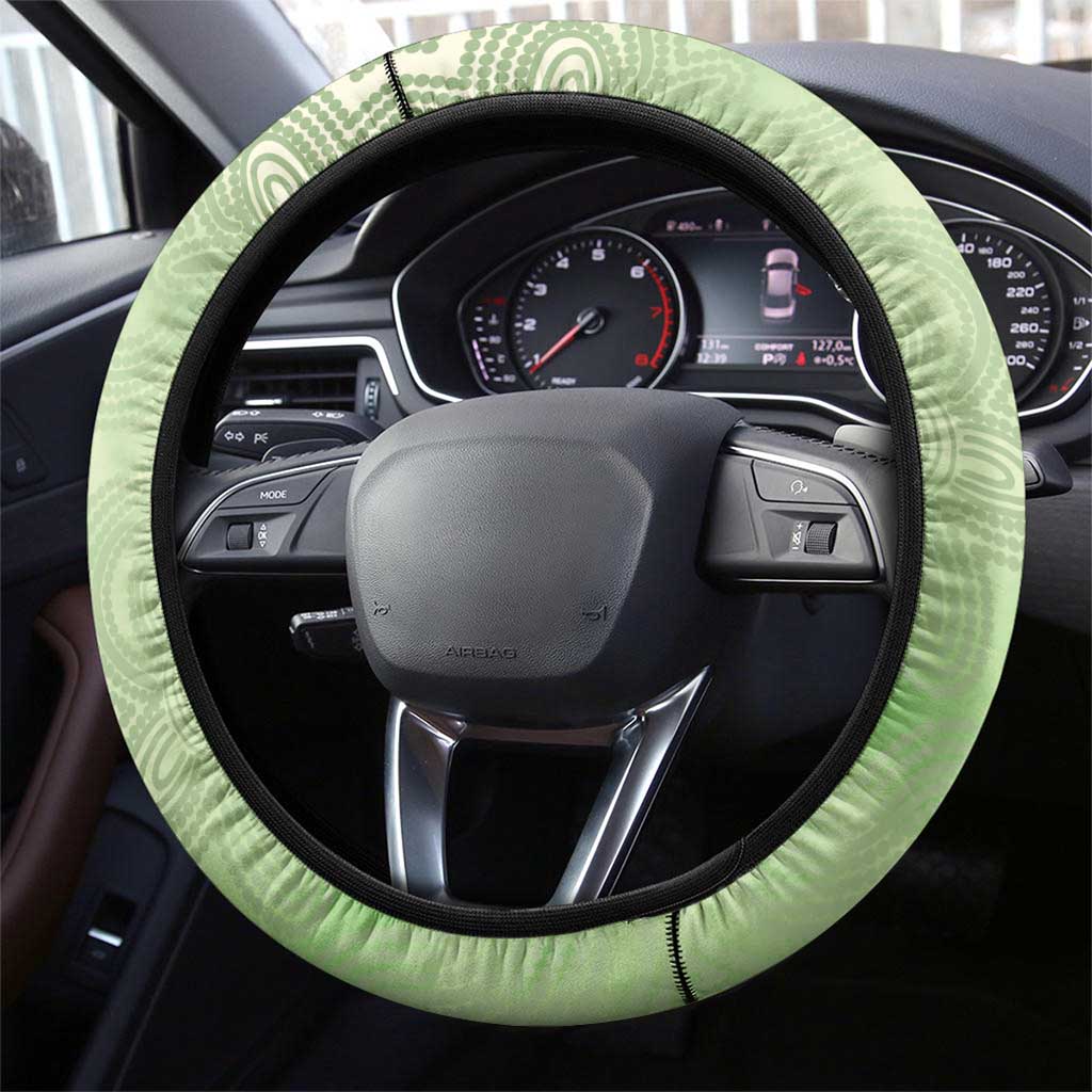 Australia Bottlebrush And Lorikeets Steering Wheel Cover Aboriginal Art - Watercolor Style
