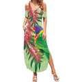 Australia Bottlebrush And Lorikeets Summer Maxi Dress Aboriginal Art - Watercolor Style