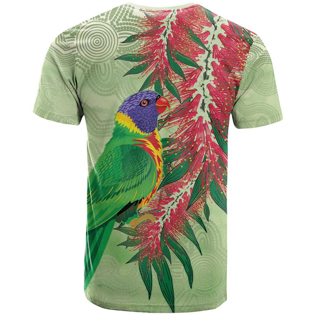 Australia Bottlebrush And Lorikeets T Shirt Aboriginal Art - Watercolor Style