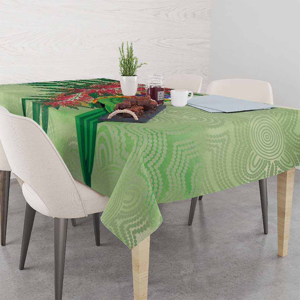 Australia Bottlebrush And Lorikeets Tablecloth Aboriginal Art - Watercolor Style