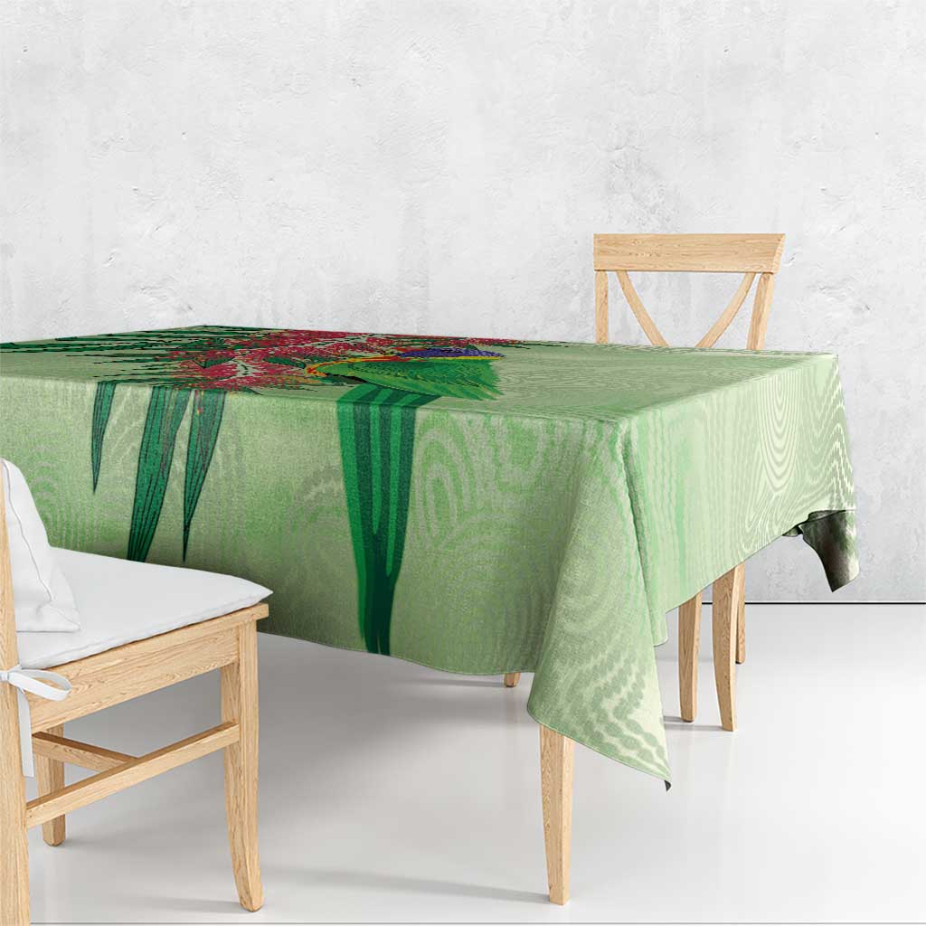 Australia Bottlebrush And Lorikeets Tablecloth Aboriginal Art - Watercolor Style