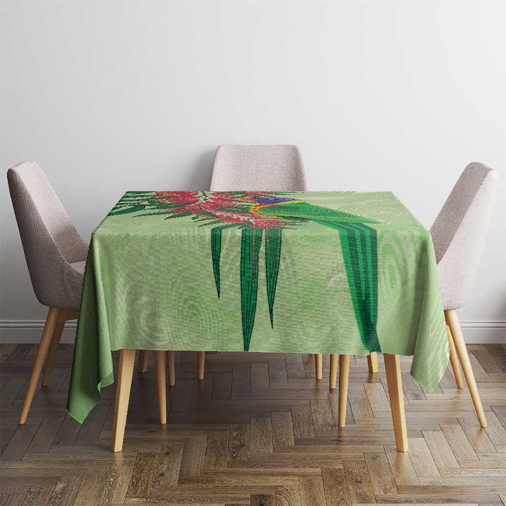 Australia Bottlebrush And Lorikeets Tablecloth Aboriginal Art - Watercolor Style