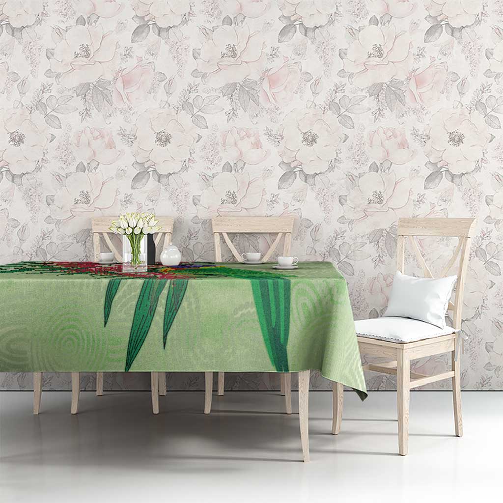 Australia Bottlebrush And Lorikeets Tablecloth Aboriginal Art - Watercolor Style