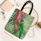 Australia Bottlebrush And Lorikeets Tote Bag Aboriginal Art - Watercolor Style - Aussie Hoodie