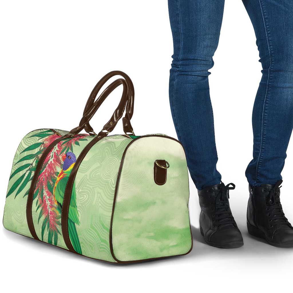 Australia Bottlebrush And Lorikeets Travel Bag Aboriginal Art - Watercolor Style - Aussie Hoodie
