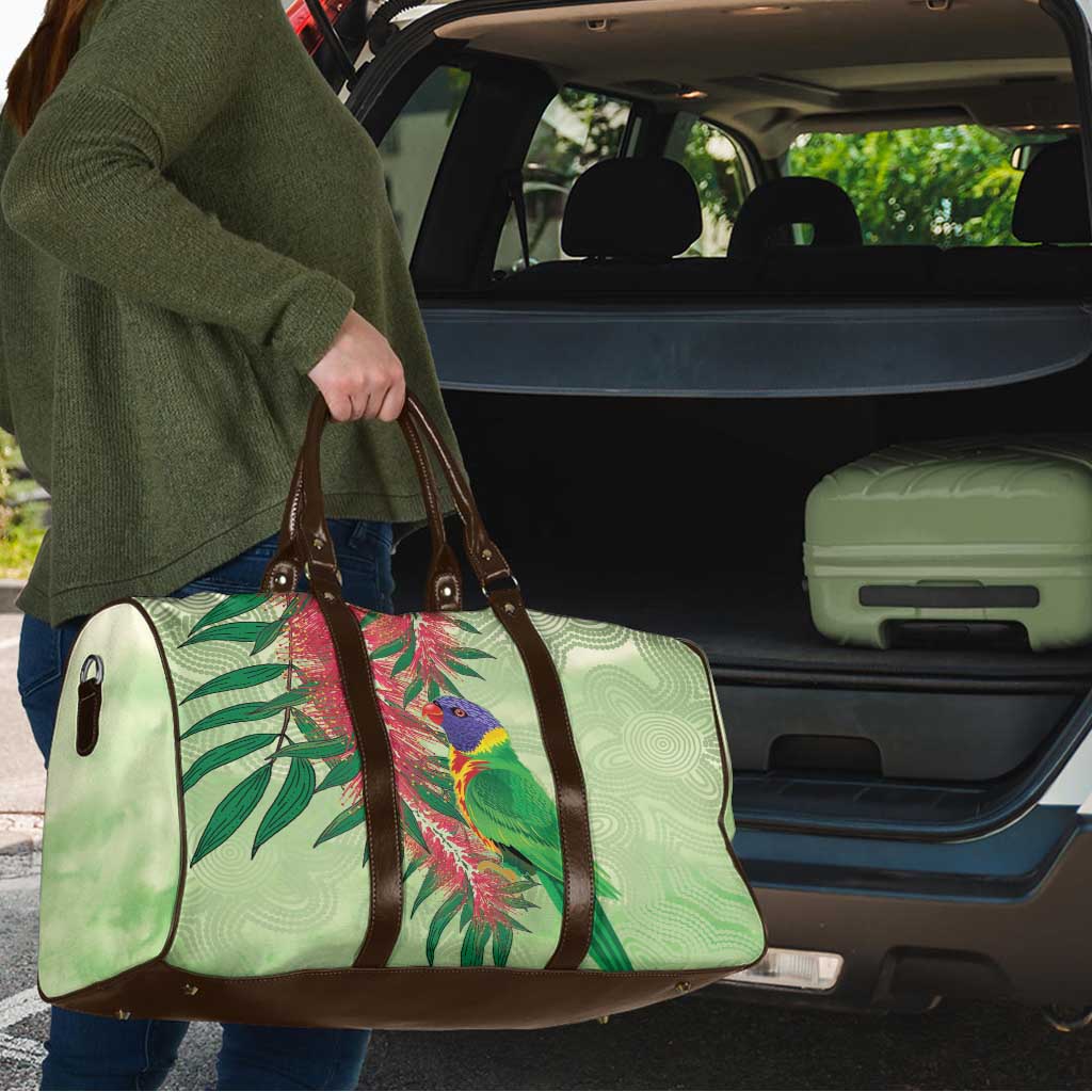 Australia Bottlebrush And Lorikeets Travel Bag Aboriginal Art - Watercolor Style - Aussie Hoodie