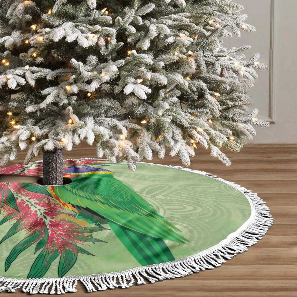 Australia Bottlebrush And Lorikeets Tree Skirt Aboriginal Art - Watercolor Style