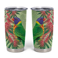 Australia Bottlebrush And Lorikeets Tumbler Cup Aboriginal Art - Watercolor Style