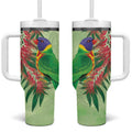 Australia Bottlebrush And Lorikeets Tumbler With Handle Aboriginal Art - Watercolor Style