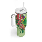 Australia Bottlebrush And Lorikeets Tumbler With Handle Aboriginal Art - Watercolor Style