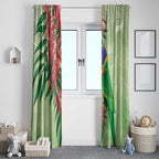 Australia Bottlebrush And Lorikeets Window Curtain Aboriginal Art - Watercolor Style