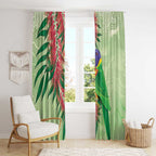 Australia Bottlebrush And Lorikeets Window Curtain Aboriginal Art - Watercolor Style