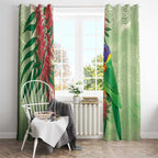 Australia Bottlebrush And Lorikeets Window Curtain Aboriginal Art - Watercolor Style