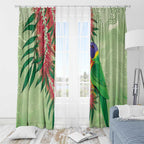 Australia Bottlebrush And Lorikeets Window Curtain Aboriginal Art - Watercolor Style