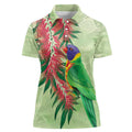 Australia Bottlebrush And Lorikeets Women Polo Shirt Aboriginal Art - Watercolor Style