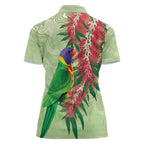 Australia Bottlebrush And Lorikeets Women Polo Shirt Aboriginal Art - Watercolor Style