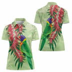 Australia Bottlebrush And Lorikeets Women Polo Shirt Aboriginal Art - Watercolor Style