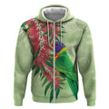 Australia Bottlebrush And Lorikeets Zip Hoodie Aboriginal Art - Watercolor Style