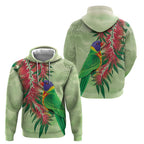 Australia Bottlebrush And Lorikeets Zip Hoodie Aboriginal Art - Watercolor Style