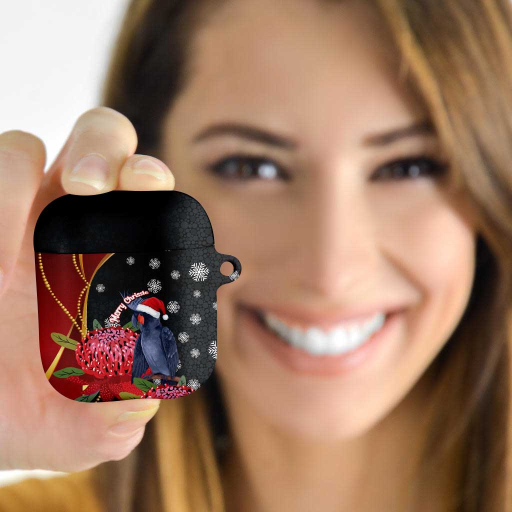 Australia Palm Cockatoo Christmas AirPods Case Probosciger Aterrimus Waratah Merry Chrissie - Aussie Hoodie