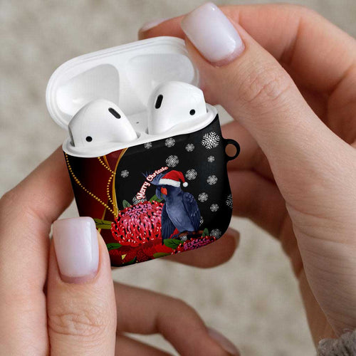 Australia Palm Cockatoo Christmas AirPods Case Probosciger Aterrimus Waratah Merry Chrissie - Aussie Hoodie