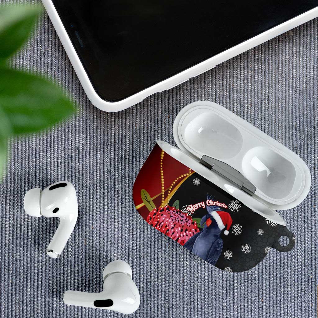 Australia Palm Cockatoo Christmas AirPods Case Probosciger Aterrimus Waratah Merry Chrissie - Aussie Hoodie