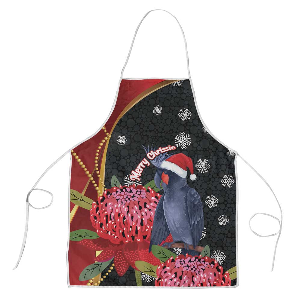Australia Palm Cockatoo Christmas Apron Probosciger Aterrimus Waratah Merry Chrissie - Aussie Hoodie