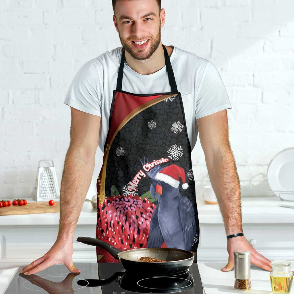 Australia Palm Cockatoo Christmas Apron Probosciger Aterrimus Waratah Merry Chrissie - Aussie Hoodie