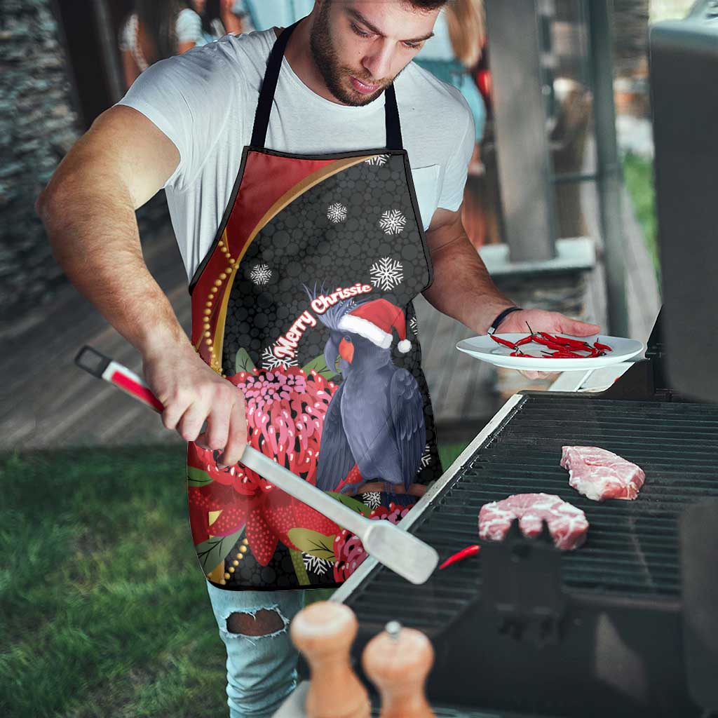 Australia Palm Cockatoo Christmas Apron Probosciger Aterrimus Waratah Merry Chrissie - Aussie Hoodie