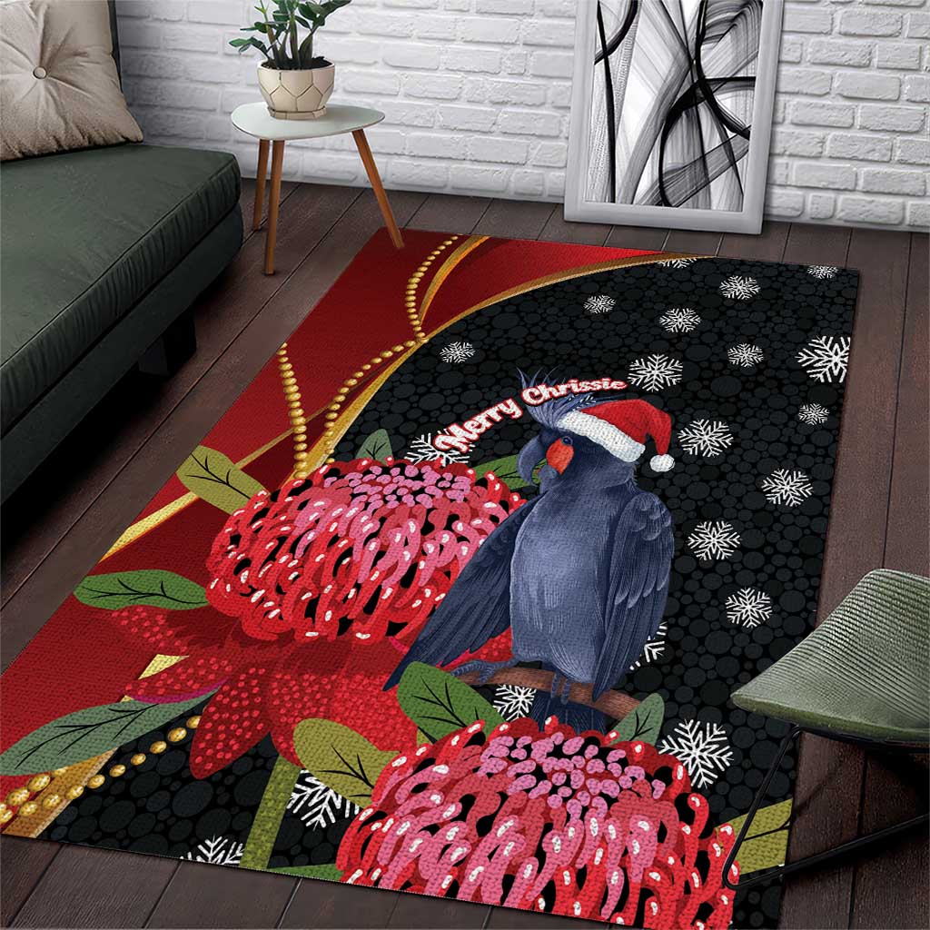Australia Palm Cockatoo Christmas Area Rug Probosciger Aterrimus Waratah Merry Chrissie - Aussie Hoodie
